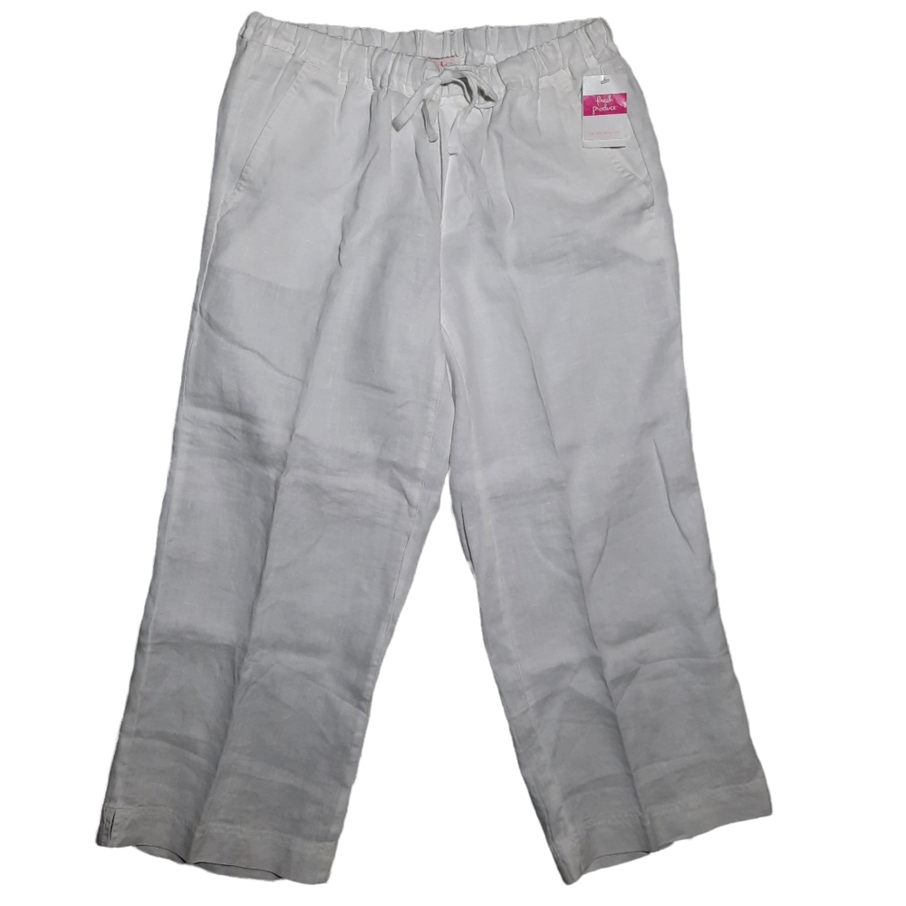 Fresh Produce 'Expedition' White Linen Wide Leg Crop/Capri NWT SZ S